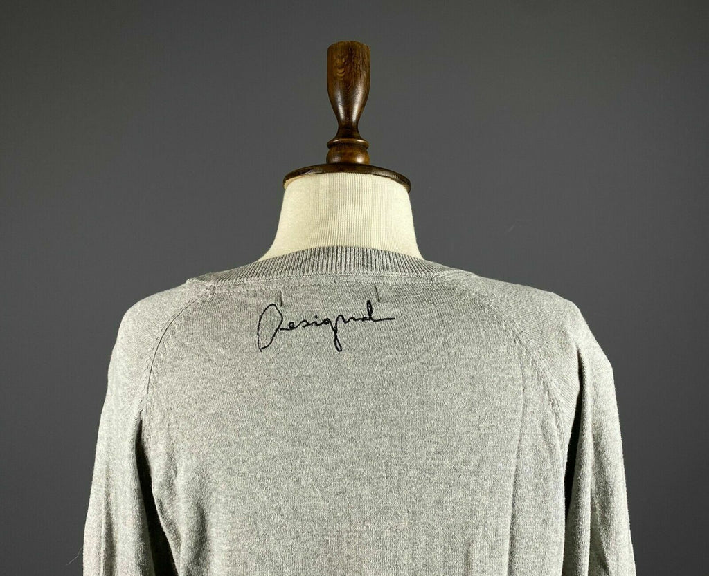 Desigual Why Grey Crew Neck Cotton Jumper Sweater – Women's L