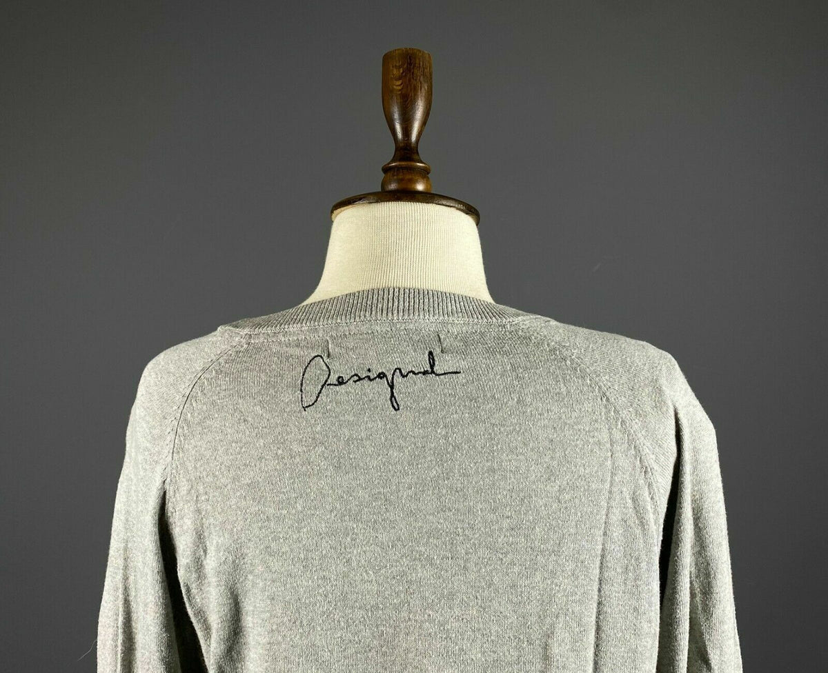 Desigual Why Grey Crew Neck Cotton Jumper Sweater – Women's L