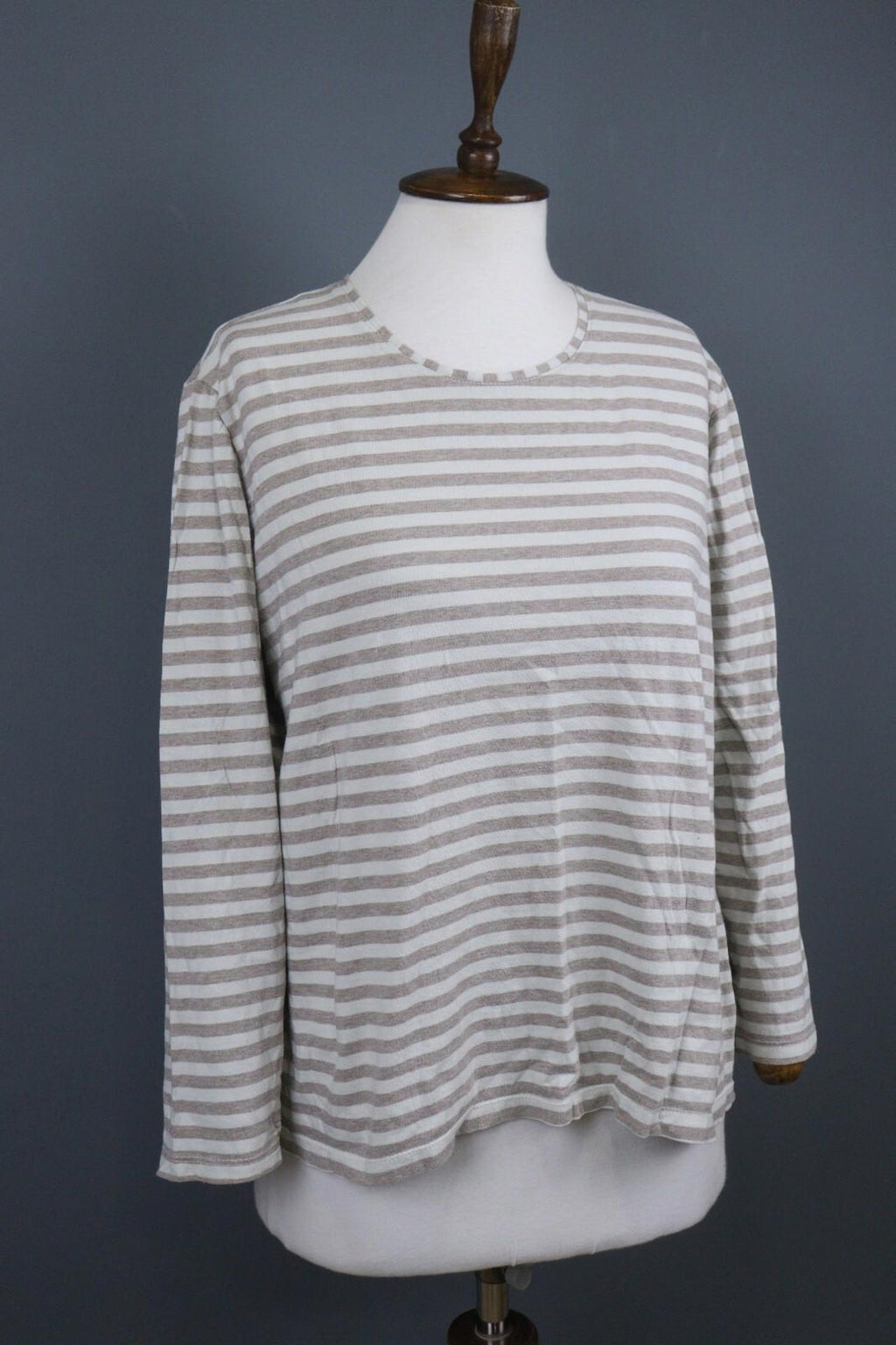 GUDRUN SJODEN Gray White Long Sleeve Stretch Blouse Top – Size L