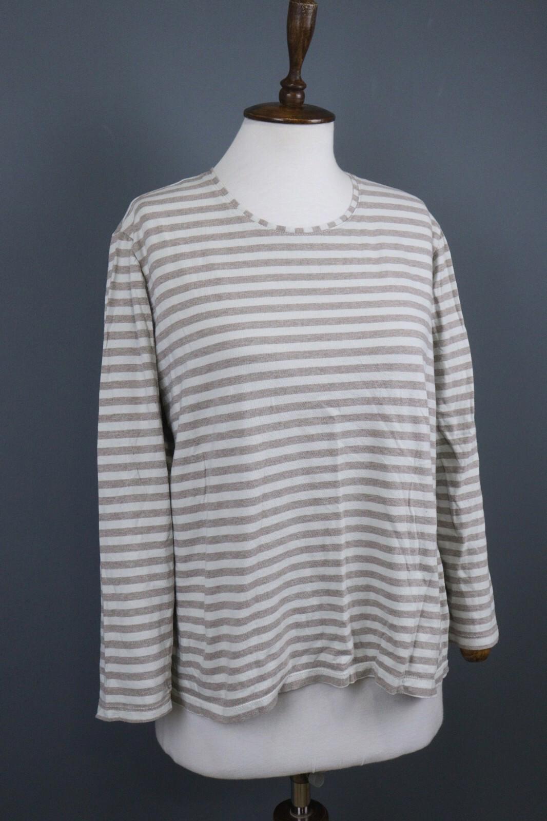 GUDRUN SJODEN Gray White Long Sleeve Stretch Blouse Top – Size L