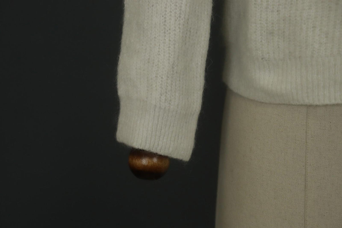 LA MAILLE SÉZANE White Knitted Long Sleeve Mock Neck Button Front Sweater – Size S