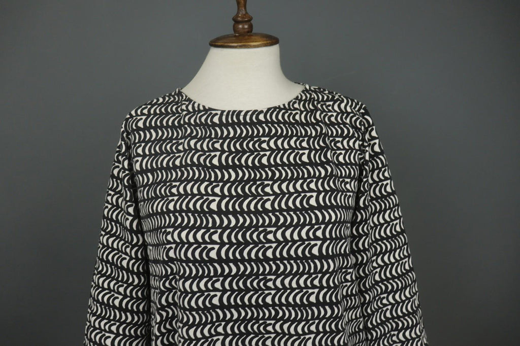 MARIMEKKO PERETTA SESLONKI Black White Geometric Round Neck Tunic Dress S/M