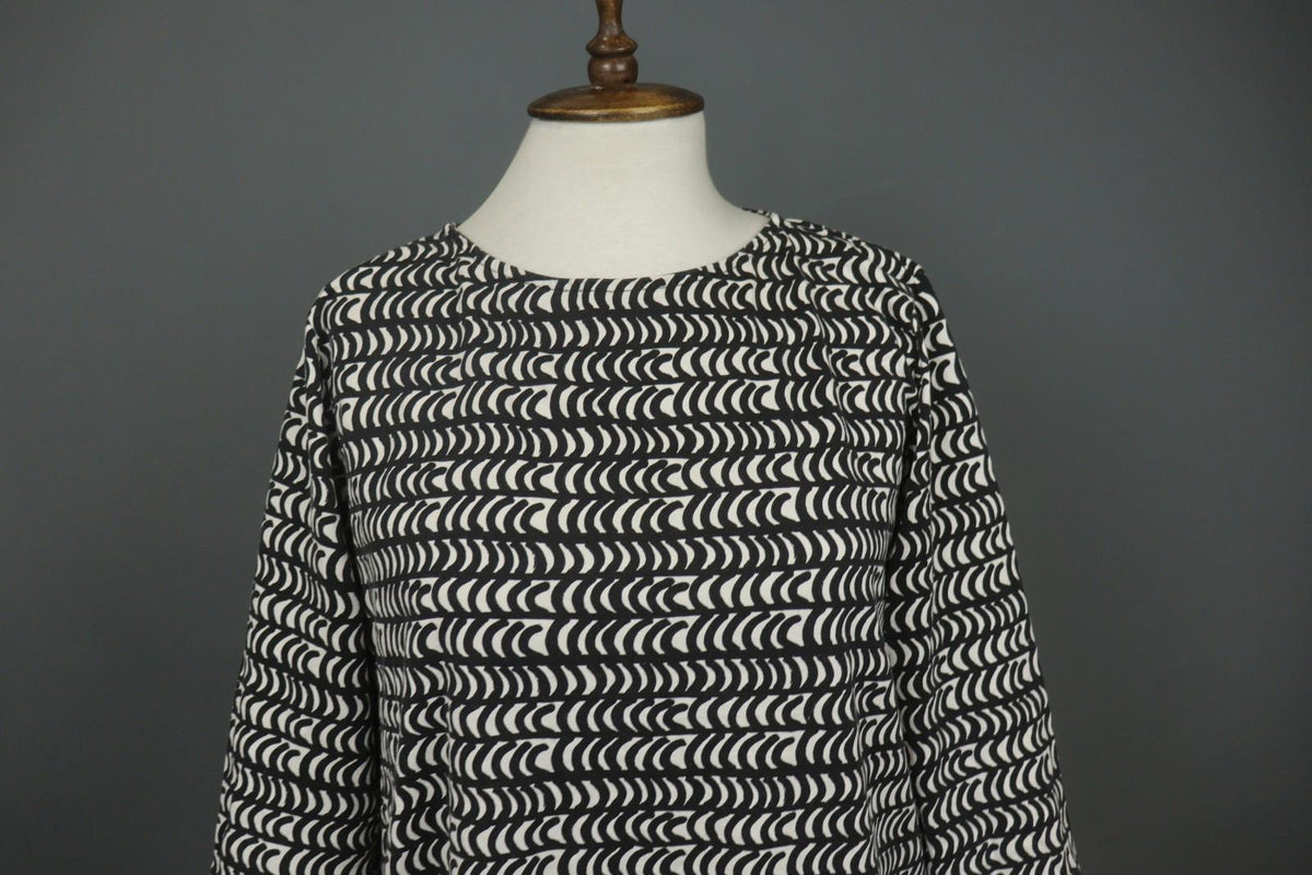 MARIMEKKO PERETTA SESLONKI Black White Geometric Round Neck Tunic Dress S/M