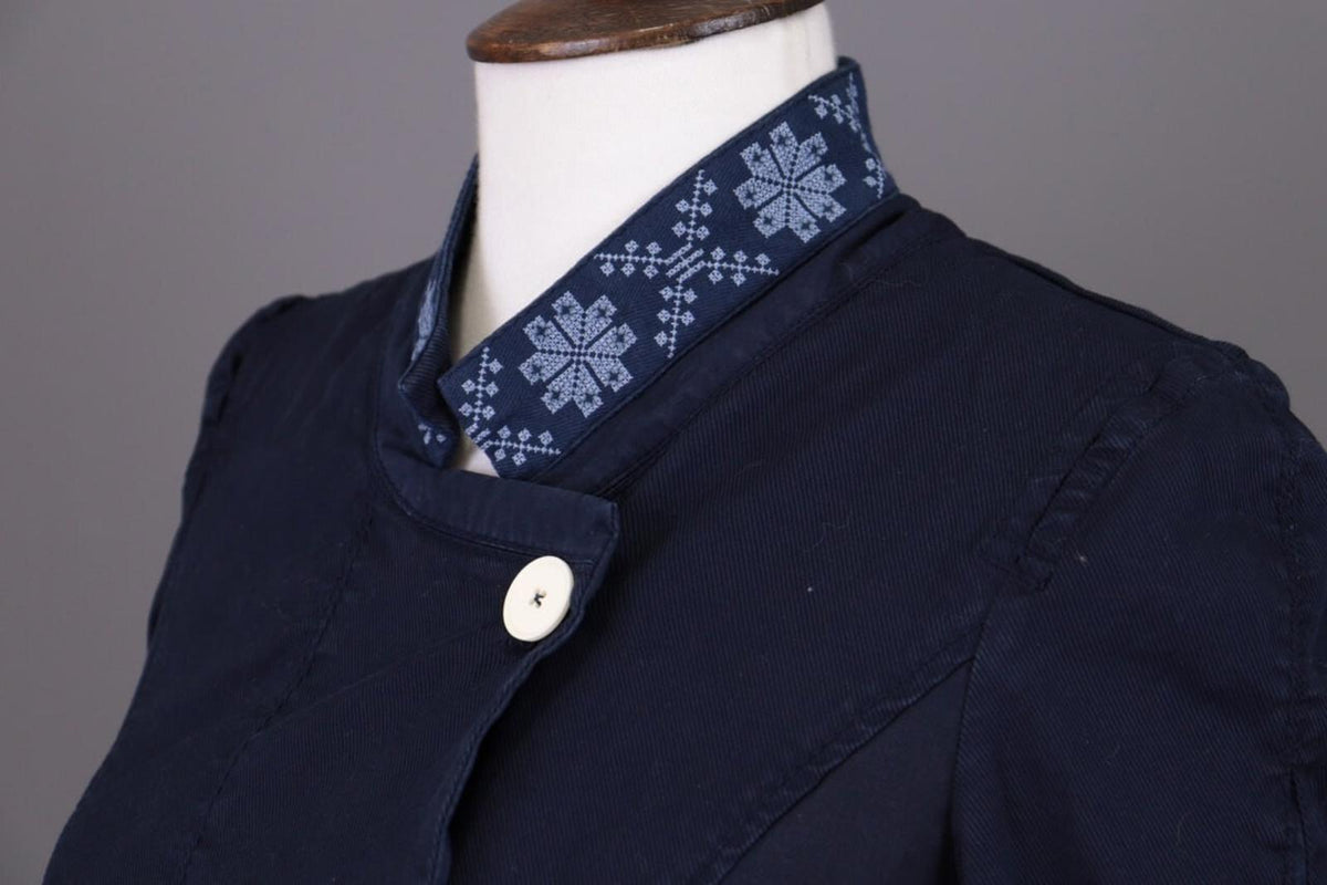 HIGH USE Jacket Navy Blue Denim Double Breasted Lightweight – Size US 6