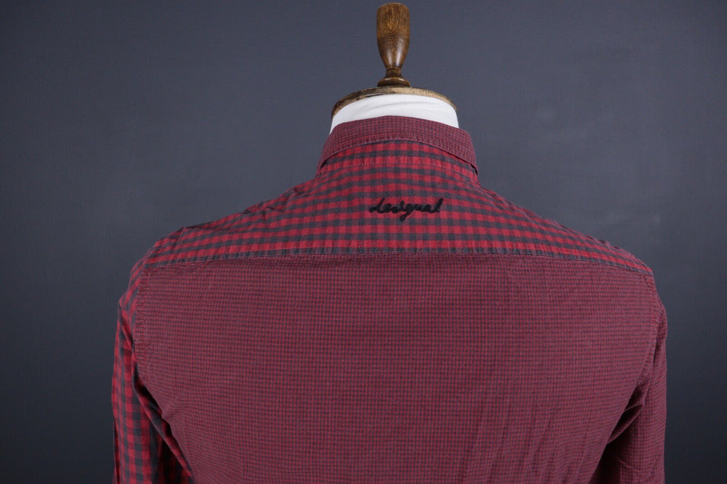 Desigual Regular Fit Red Check Long Sleeve Button Down Shirt – Size S