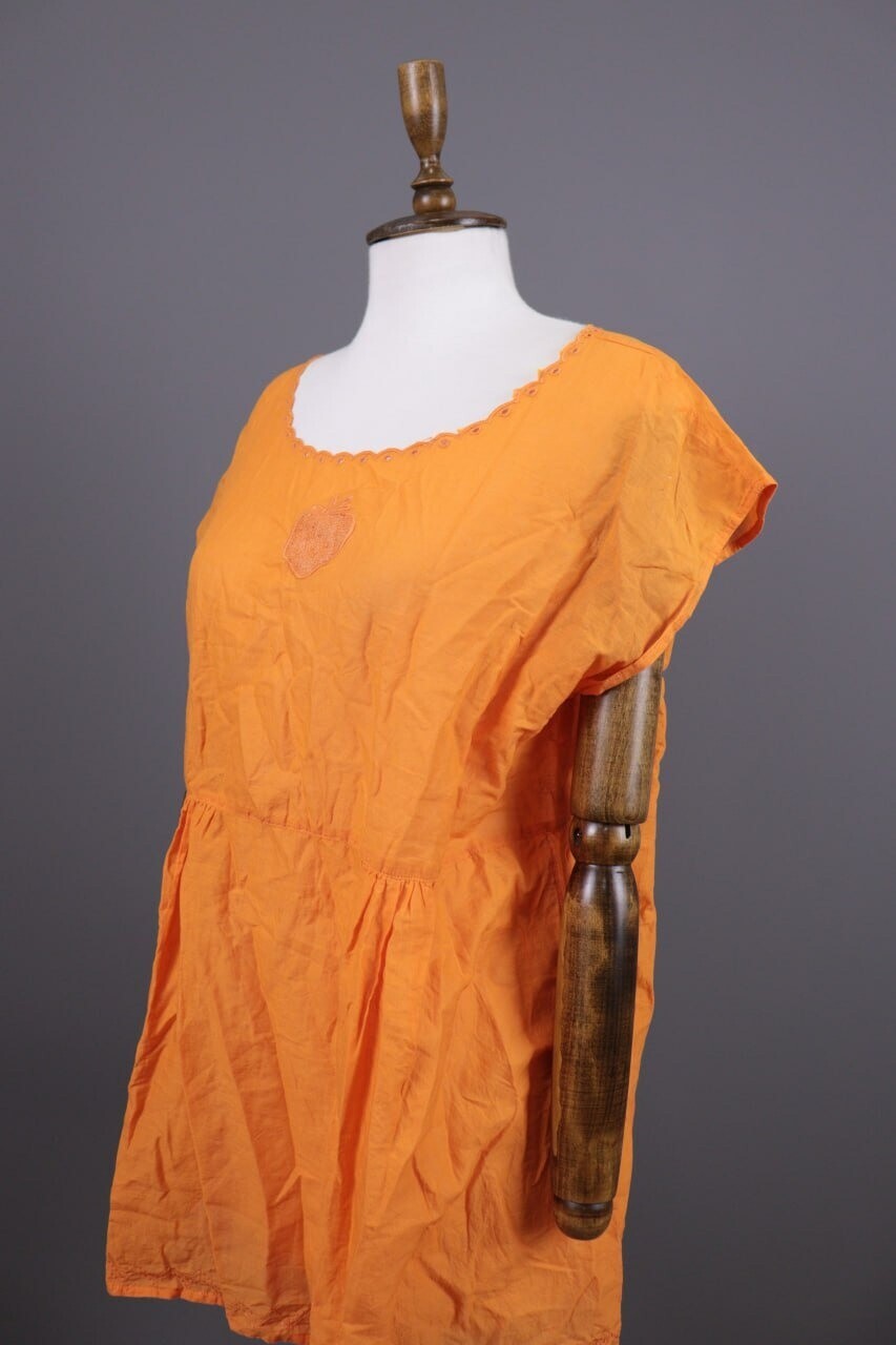 Gudrun Sjoden Orange Lagenlook Blouson Midi Tunic Dress – Size M