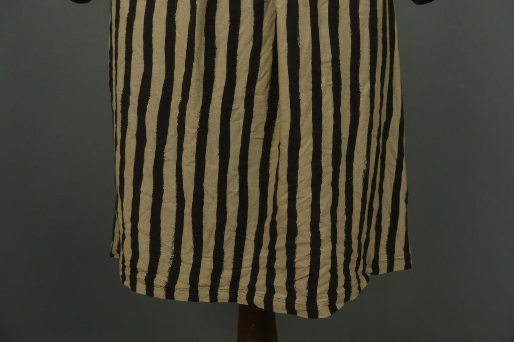 GUDRUN SJODEN Brown Black Striped Lyocell Casual Round Neck Shift Dress – Size S