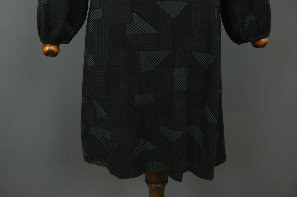 GUDRUN SJODEN Multi Geometric Balloon Sleeve Round Neck Shift Dress – Size S