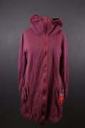 Deerberg Burgundy Floral Embroidered High Neck Full Zip Sweater – Size L