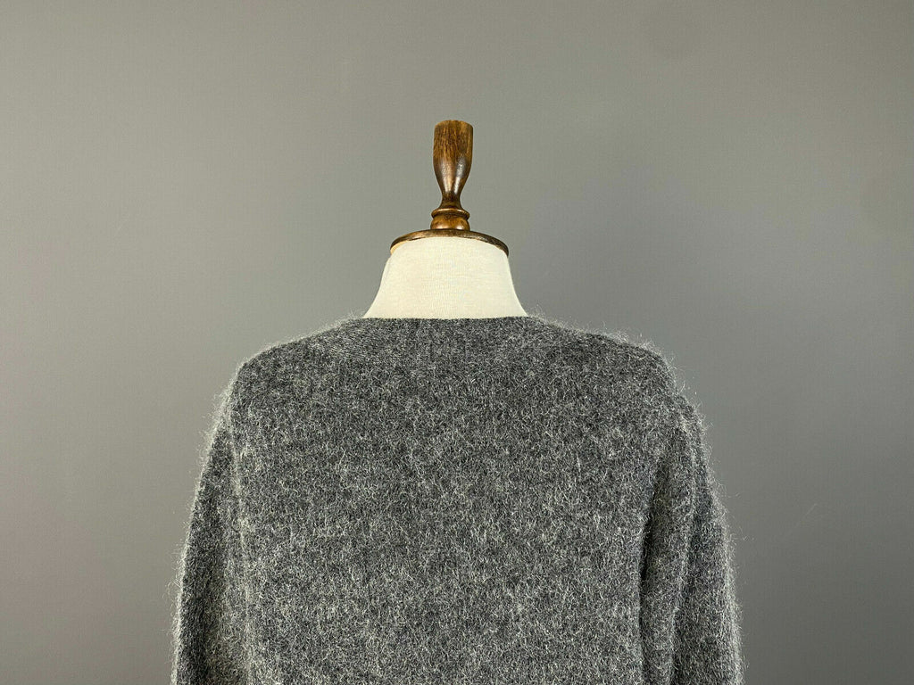Ganni Grey V-Neck Mohair Wool Sweater – Women's XS