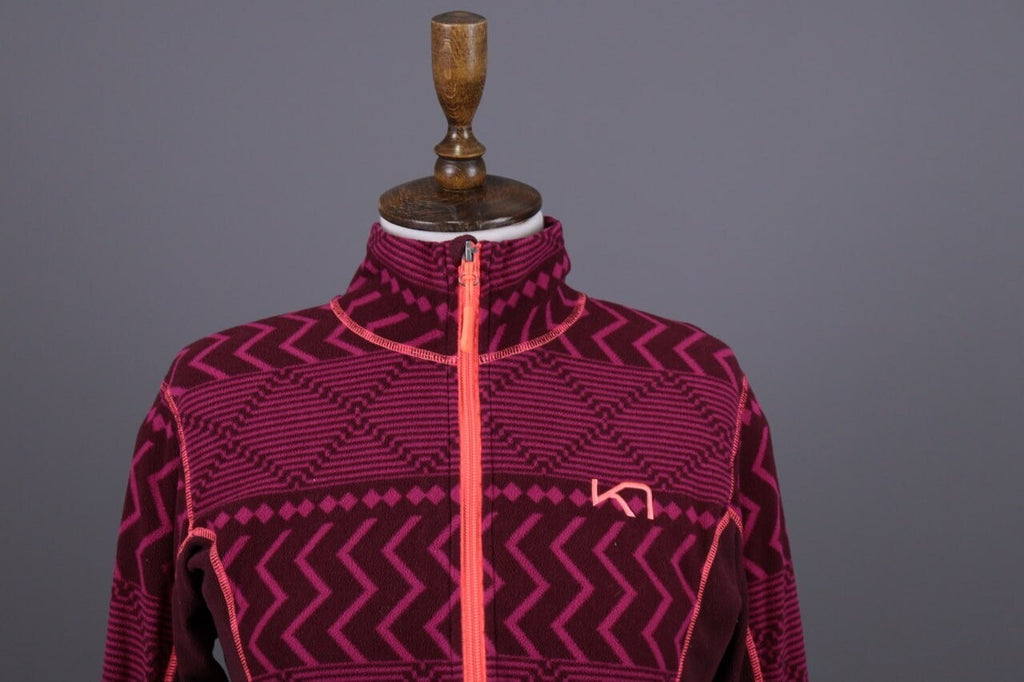 Kari Traa Purple Geometric Striped Full Zip Fleece Jacket – Size L