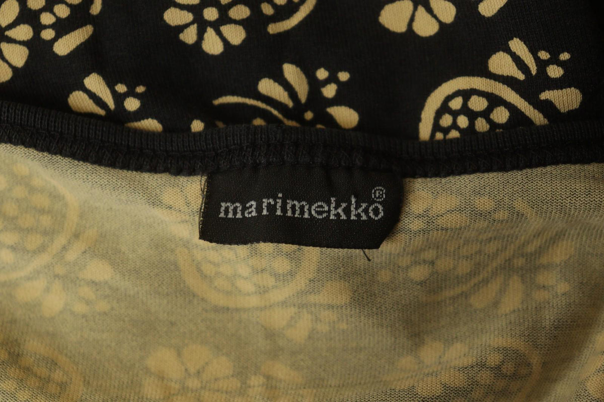 MARIMEKKO Black Ivory Floral Knit Long Sleeve Round Neck Sweater Dress – Size S