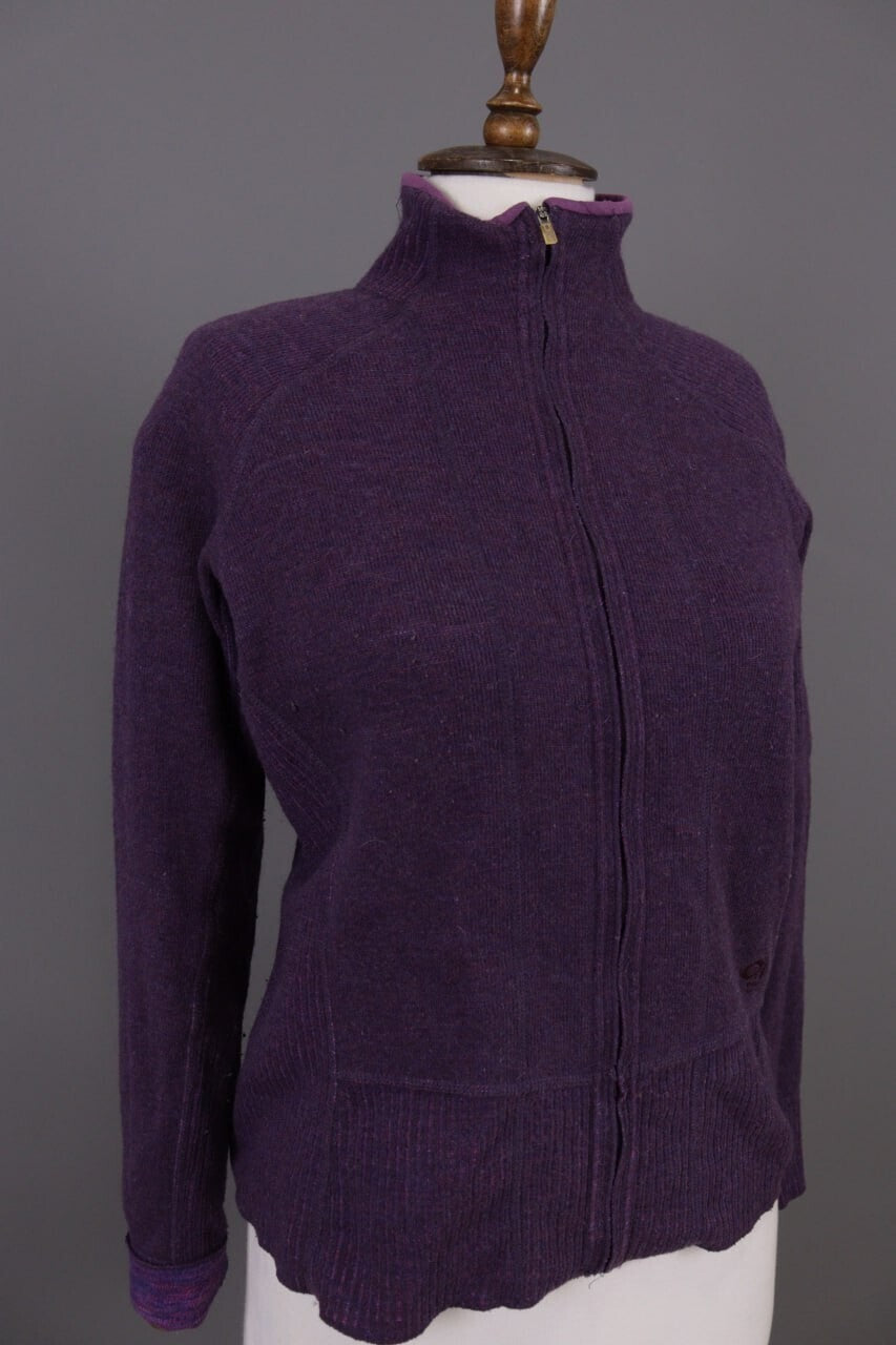 Mountain Hard Wear Purple Wool High Neck Full Zip Fleece Sweater – Size M – Used
