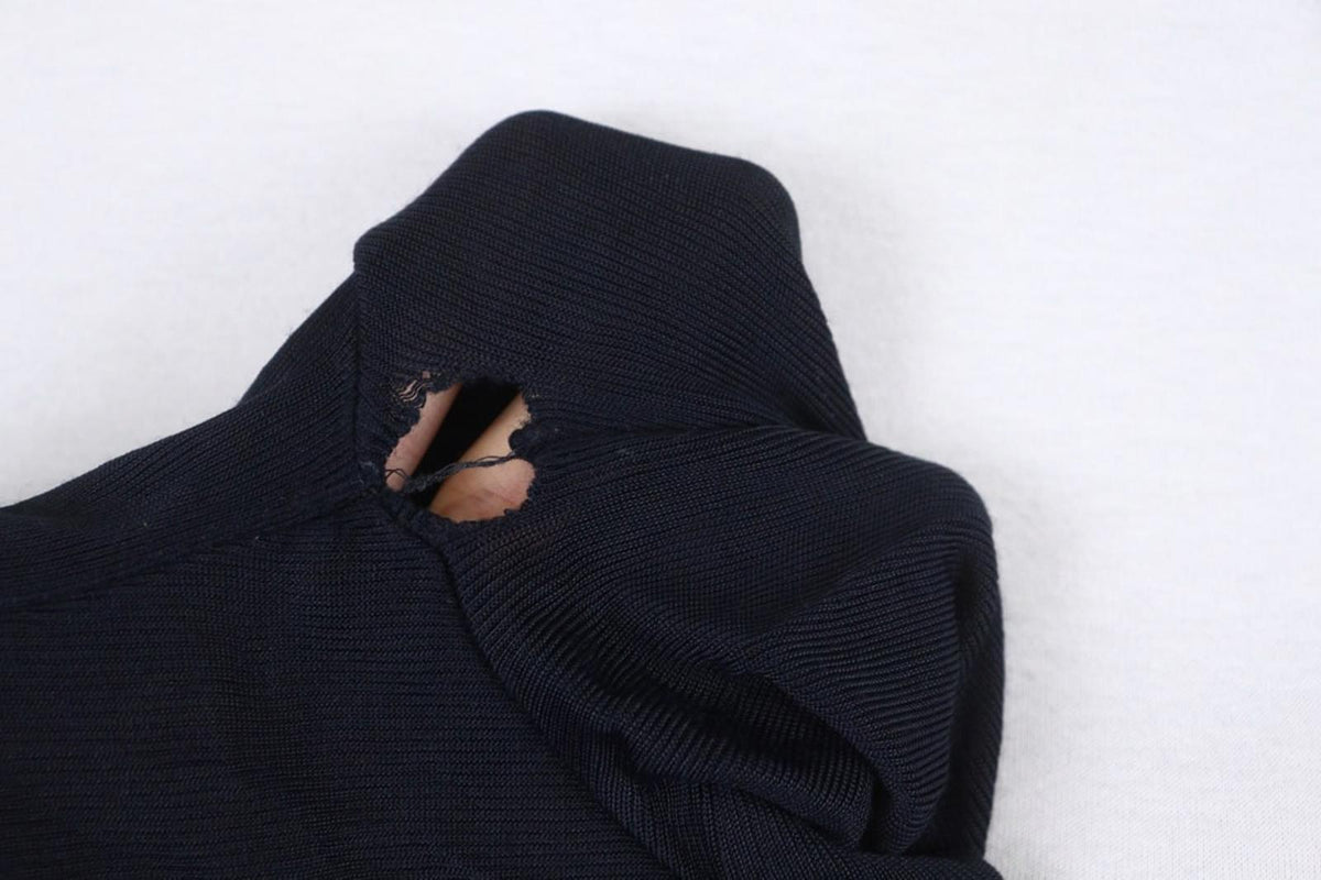 MARITHE+FRANCOIS GIRBAUD Black Viscose Raglan Sleeve Pullover Sweater – Size 38