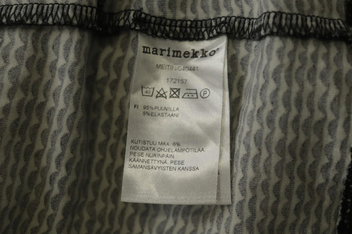 MARIMEKKO MEITIN Black & White Striped Cotton Long Sleeve Shift Dress – Size M