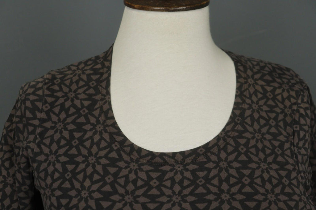 GUDRUN SJODEN Brown Printed Long Sleeve Round Neck Tunic Blouse Top – Size S