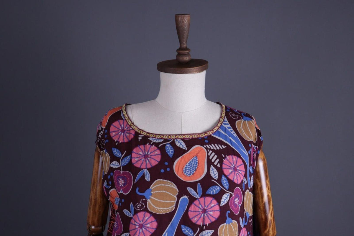 GUDRUN SJODEN Multicolor Fruits Print Sleeveless Blouson Dress – Size M