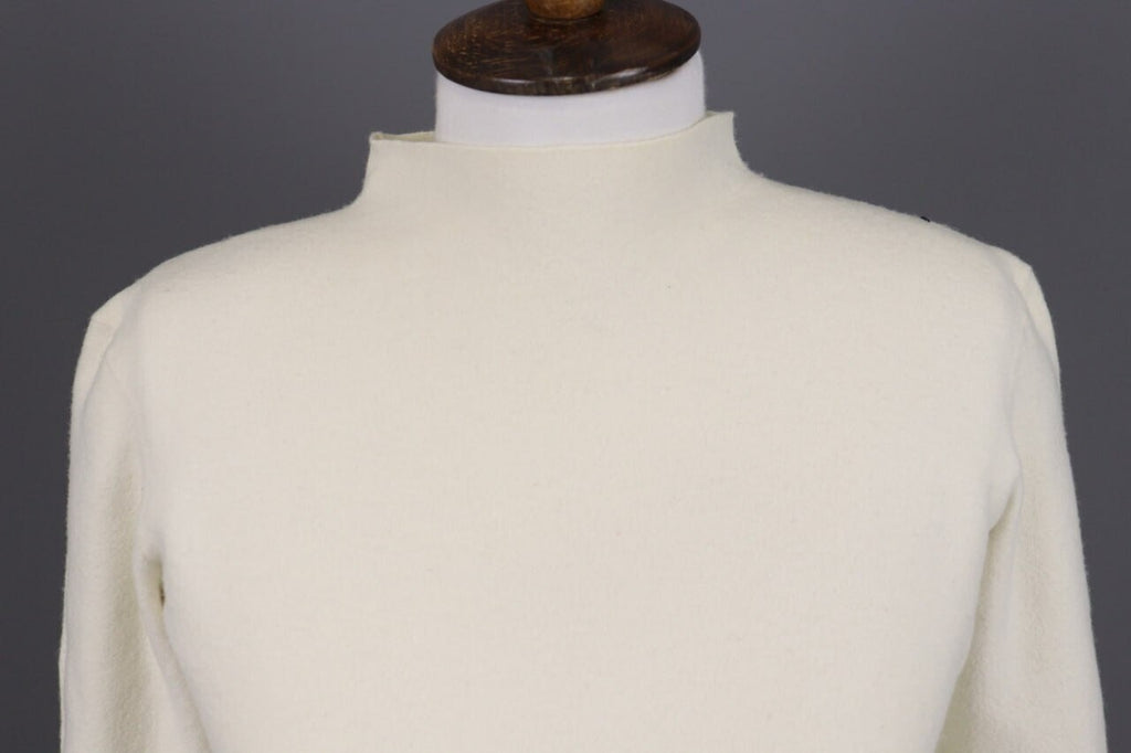 Adam Lippes Beige High Neck Merino 3/4 Sleeve Wool Knitted Sweater – Size L