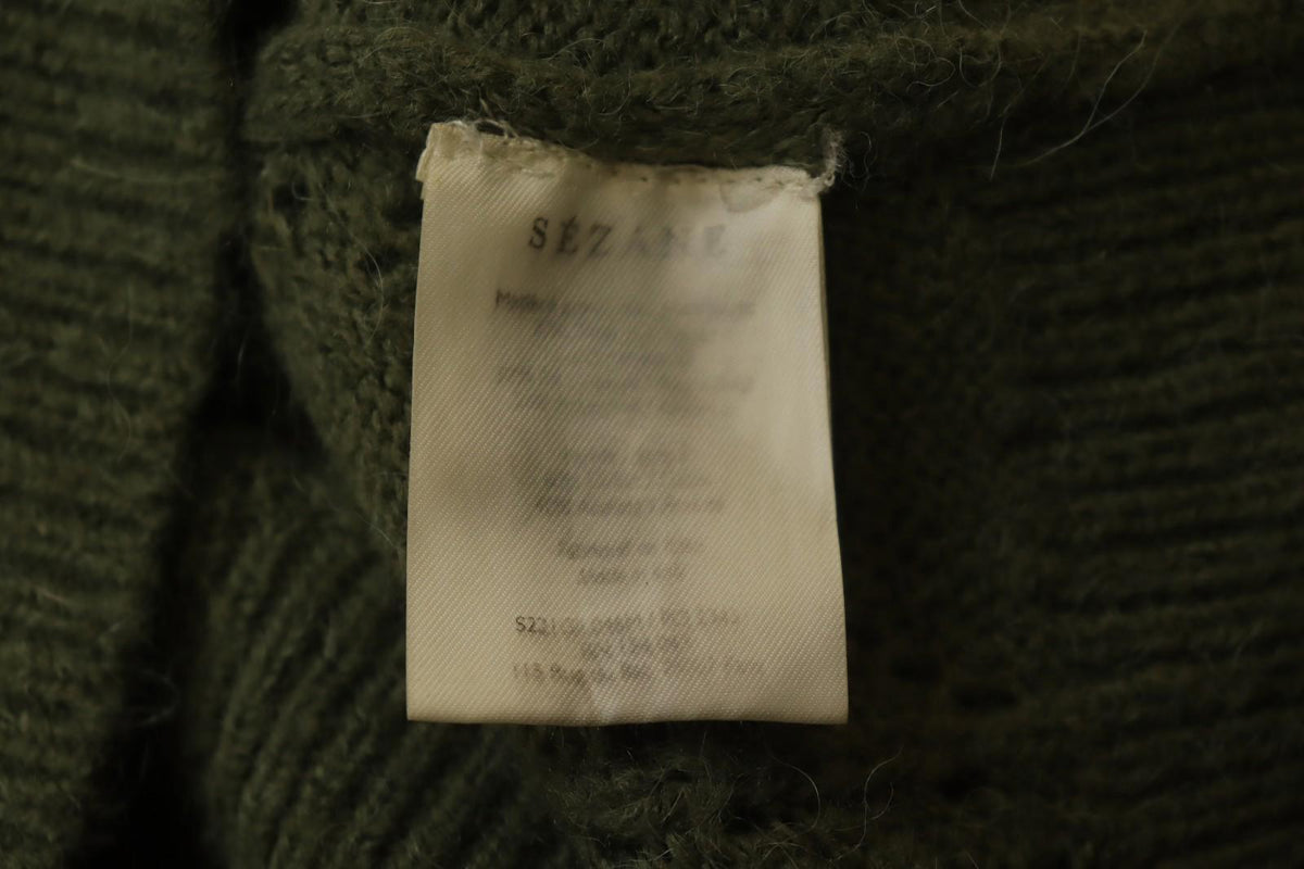 LA MAILLE SEZANE Green Open Knit Raglan Sleeve Button Front Cardigan – Size S