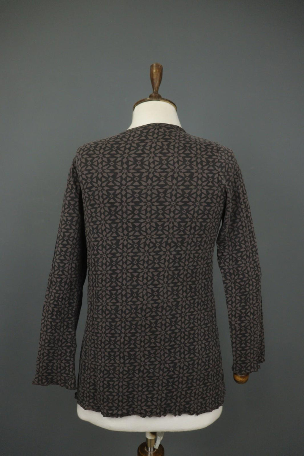 GUDRUN SJODEN Brown Printed Long Sleeve Round Neck Tunic Blouse Top – Size S