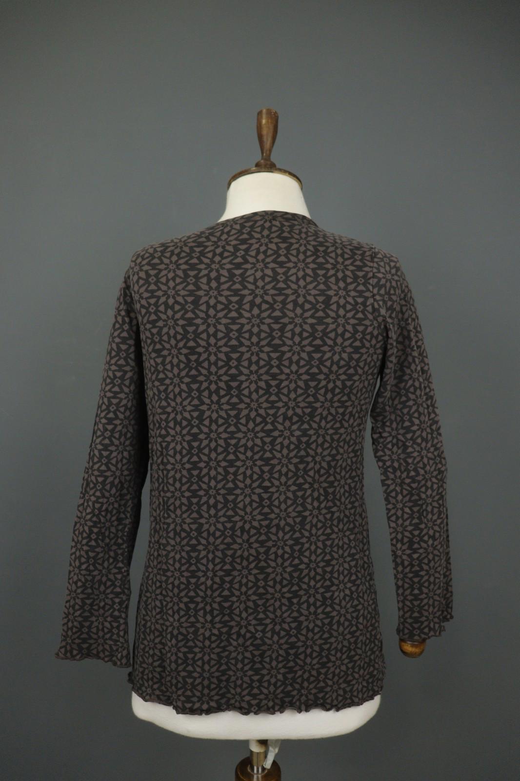 GUDRUN SJODEN Brown Printed Long Sleeve Round Neck Tunic Blouse Top – Size S