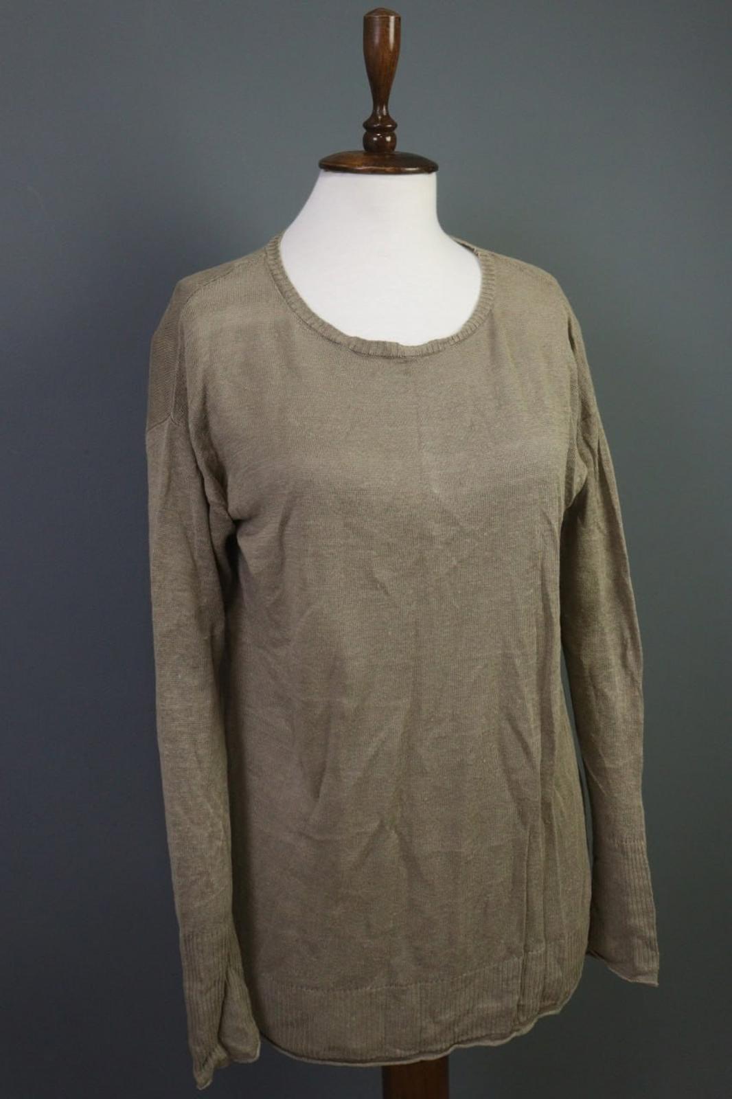 GUDRUN SJODEN Brown Linen Knit Crew Neck Raglan Sleeve Pullover Sweater – Size S