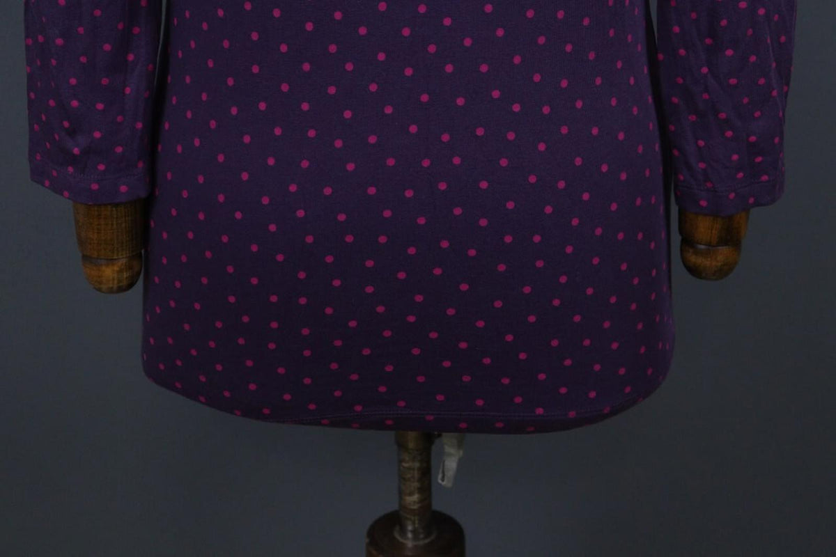 GUDRUN SJODEN Purple Polka Dot Modal Crew Neck Long Sleeve Blouse Top – Size S
