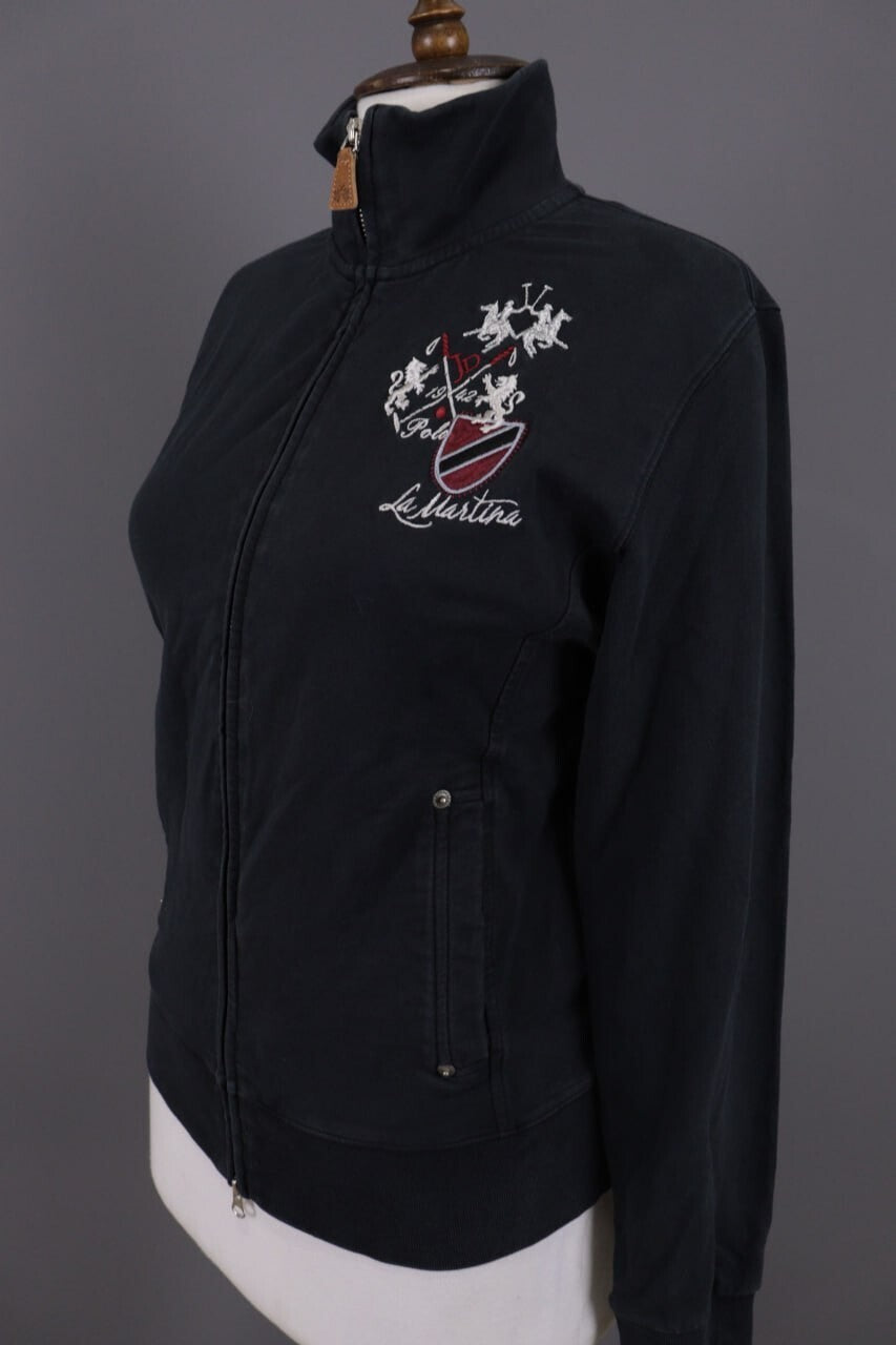 La Martina Jodhpur Black Polo High Neck Full Zip Activewear Jacket – Size 4