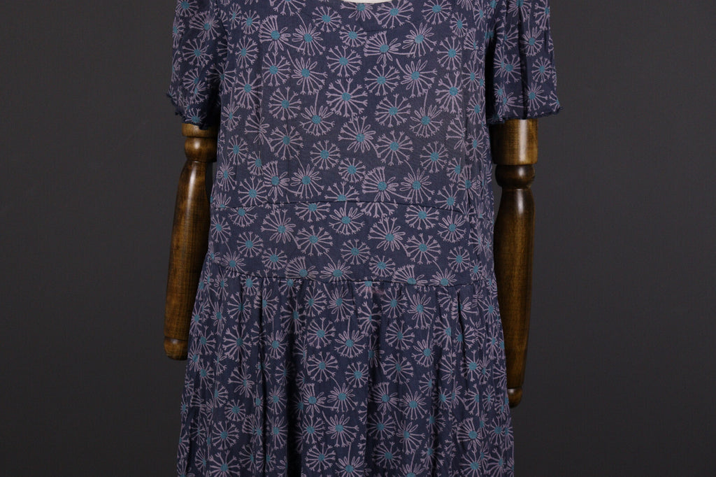 Deerberg Blue Floral Relaxed Summer Blouson A-Line Dress – Size L