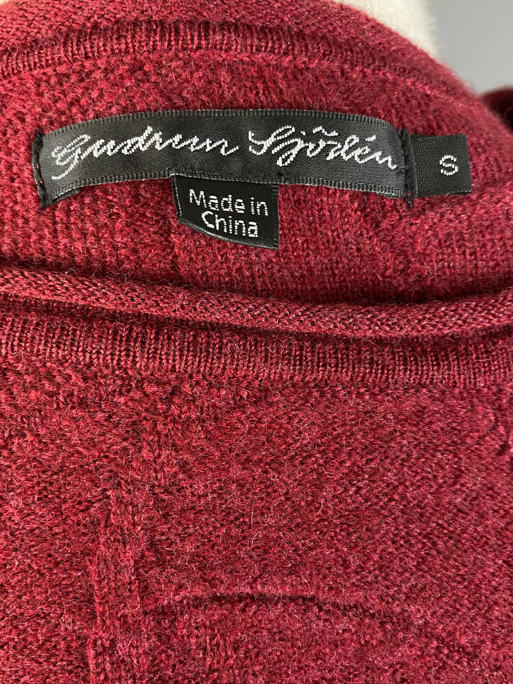 GUDRUN SJODEN Red Wool Knit Embroidered Pullover Oversized Sweater – Size S