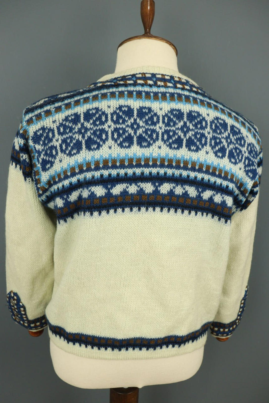 NORLAENDER Sportswear Beige Fair Isle Wool Knit Clasp Ski Cardigan Sweater 50 [COPY]