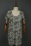 GUDRUN SJODEN Multi Floral Cotton Round Neck Short Sleeve Shift Dress – Size M