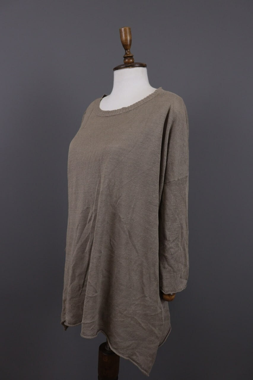 Gudrun Sjoden Brown Linen Lagenlook Long Sleeve Relaxed A-Line Dress – Size L