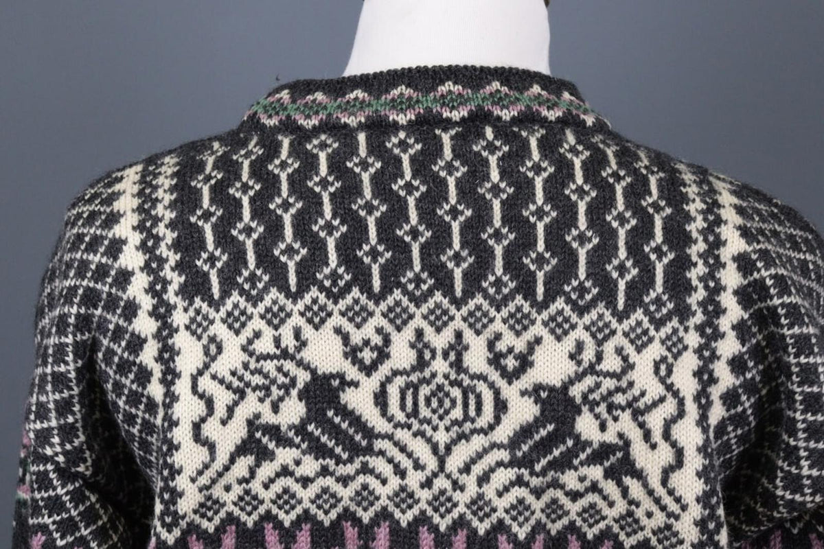DALE OF NORWAY Black Deer Fair Isle Wool Knit Ski Sweater – Size XXL / 2XL