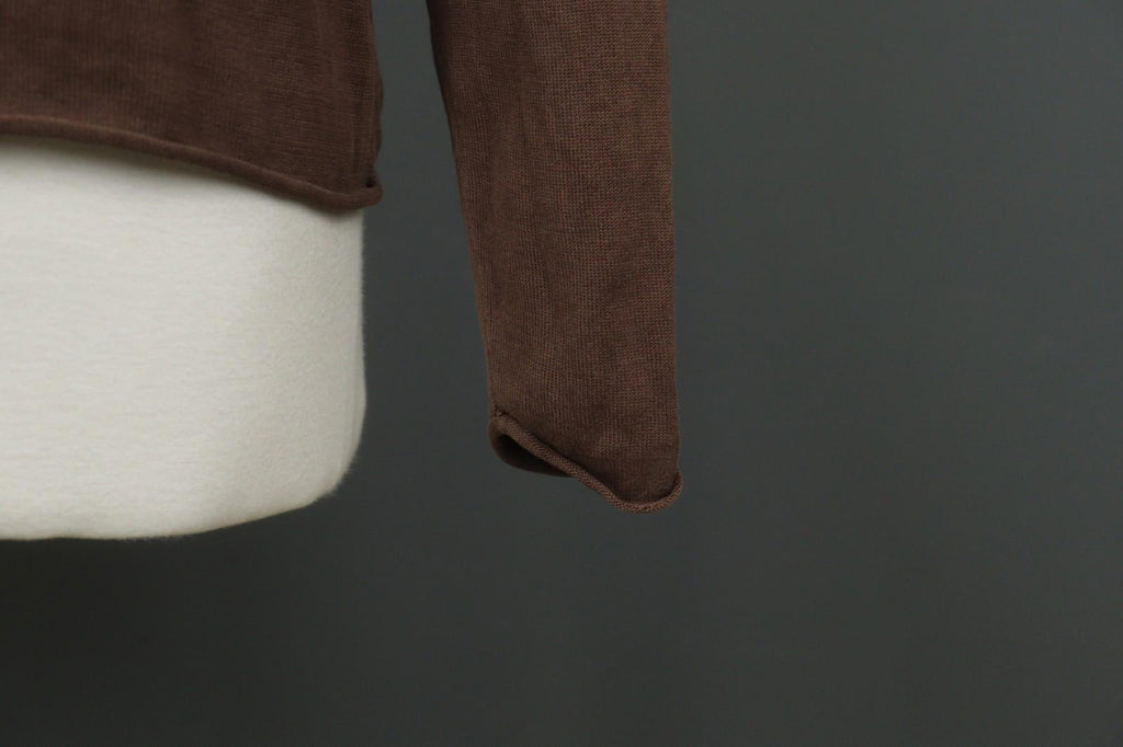GUDRUN SJODEN Brown Silk Round Neck Long Sleeve Pullover Shirt Top – Size M