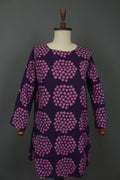 MARIMEKKO Mika Piirainen Purple Floral Cotton Long Sleeve Shift Dress – Size 36
