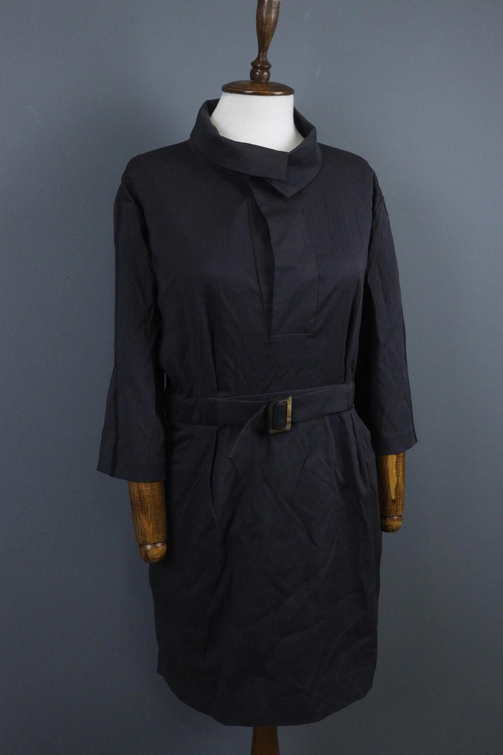 BA&SH Robe Sam Lady Dress Carbnone Collared Waist Belted Shirt Dress – Size 2