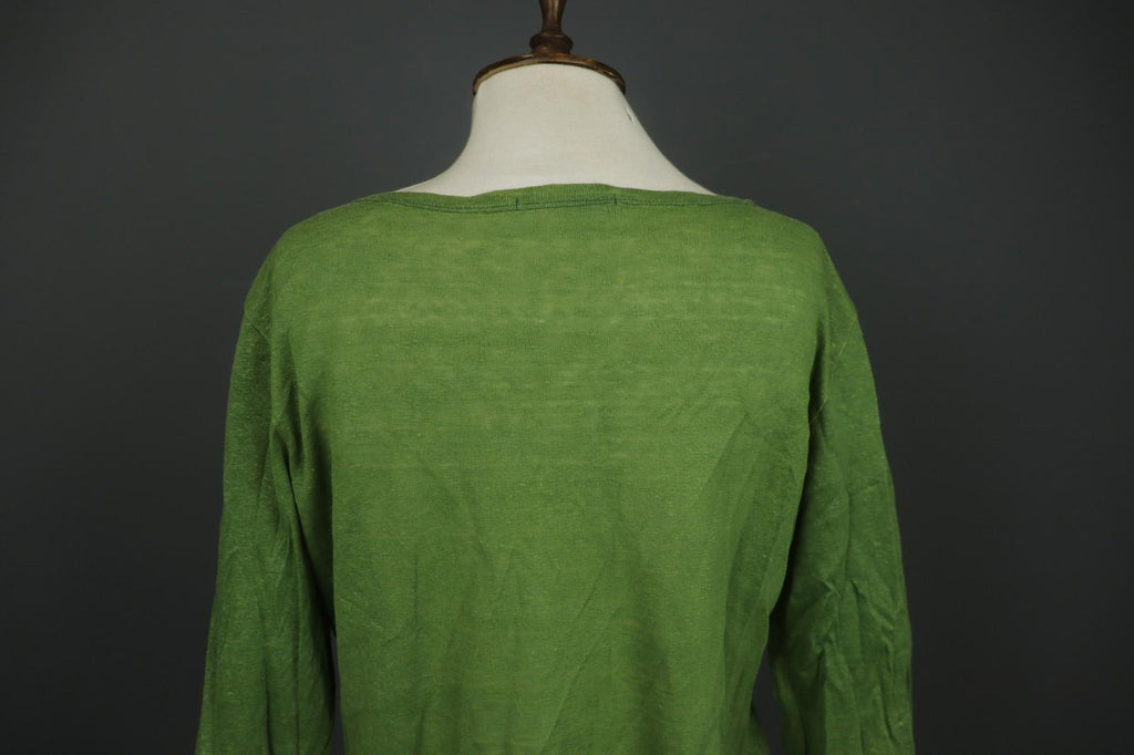 GUDRUN SJODEN Green Linen Long Sleeve Round Neck Button Front Shirt Top – Size L