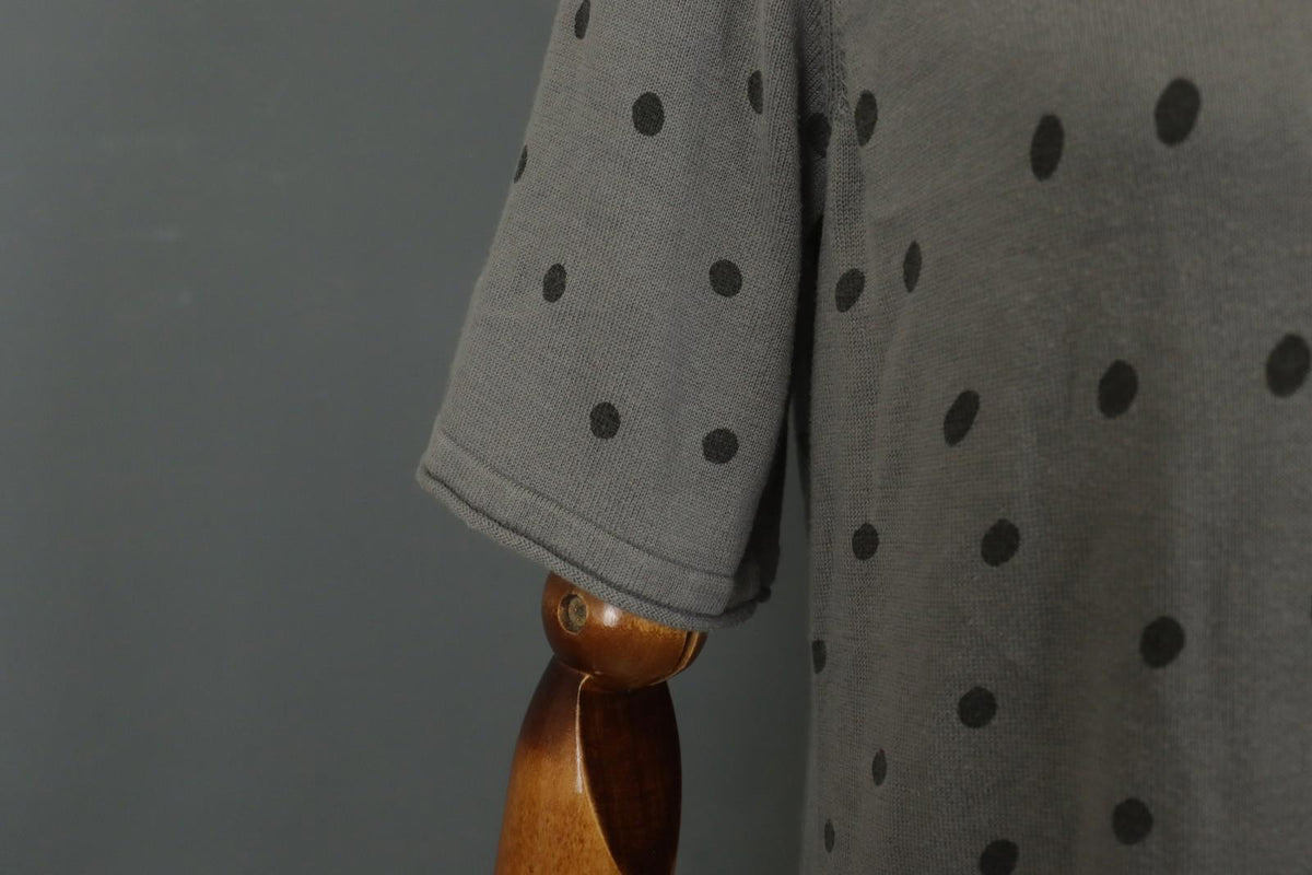 GUDRUN SJODEN Gray Cotton Polka Dot Long Sleeve Round Neck Shift Dress – Size M