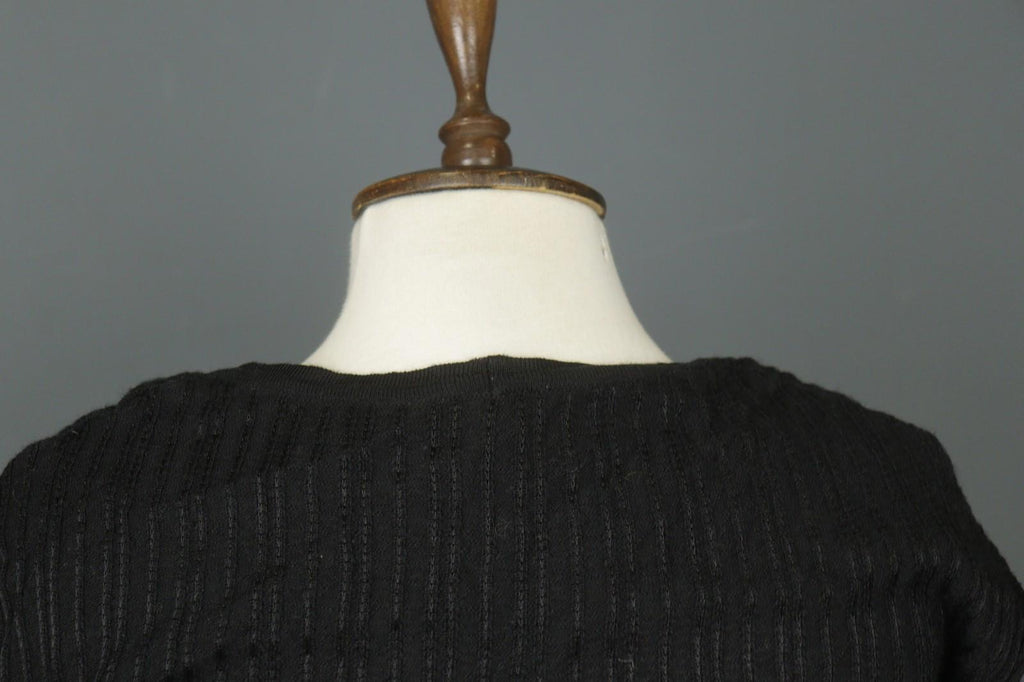 MISSONI Black Wool Knit Short Sleeve Round Neck Pullover Bodycon Dress – Size 42