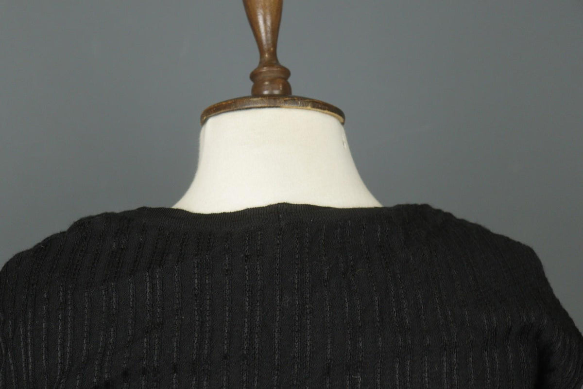 MISSONI Black Wool Knit Short Sleeve Round Neck Pullover Bodycon Dress – Size 42