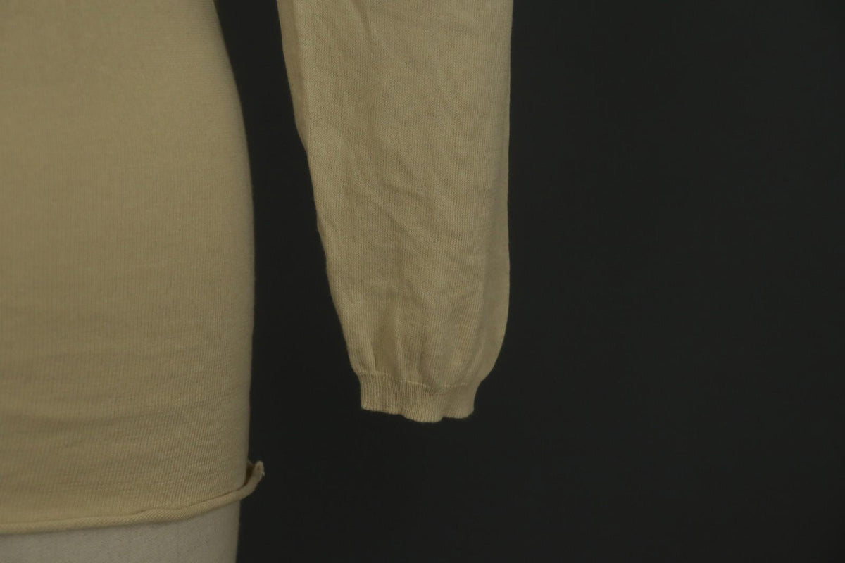 MAISON MARTIN MARGIELA Tan Cotton Knitted Raglan Sleeve Pullover Sweater – Size S – Used