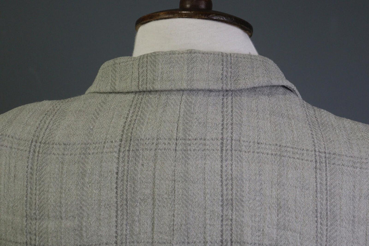 JIL SANDER Gray Plaid 100% Linen Three Button Blazer Jacket – Size 38