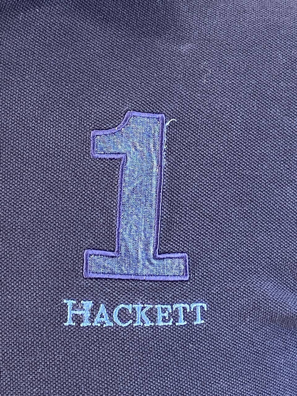 Hackett London Blue #1 Elbow Patches Long Sleeve Rugby Polo Shirt – Size XS – Used