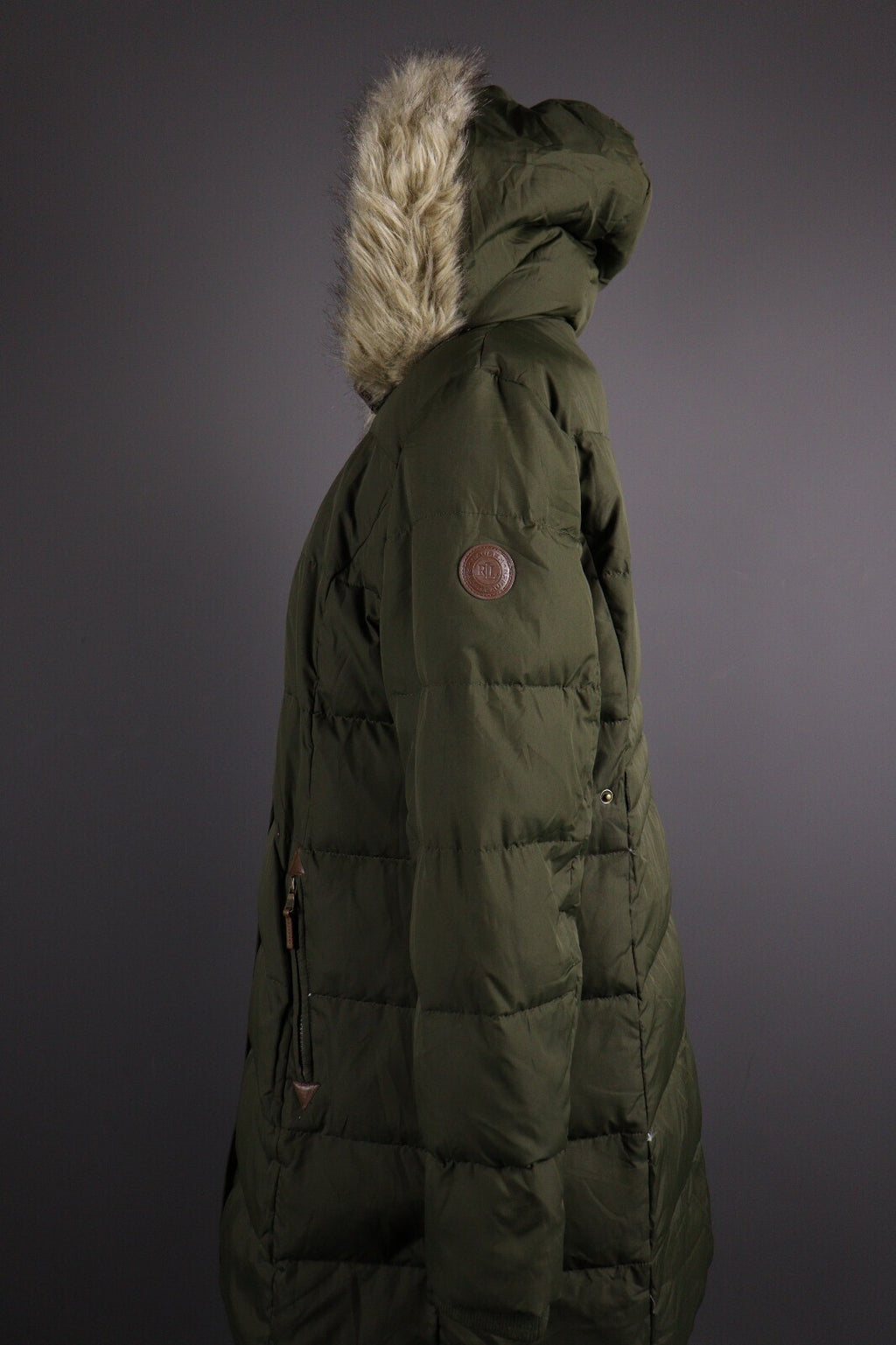 Lauren Ralph Lauren Khaki Down Faux Fur Parka Jacket – Size XL