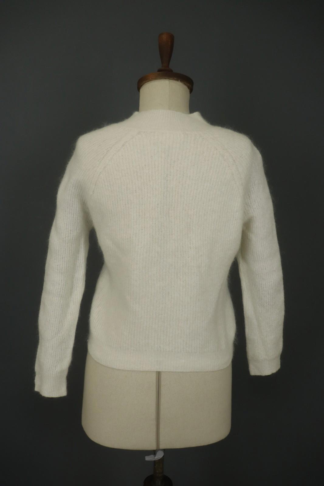LA MAILLE SÉZANE White Knitted Long Sleeve Mock Neck Button Front Sweater – Size S