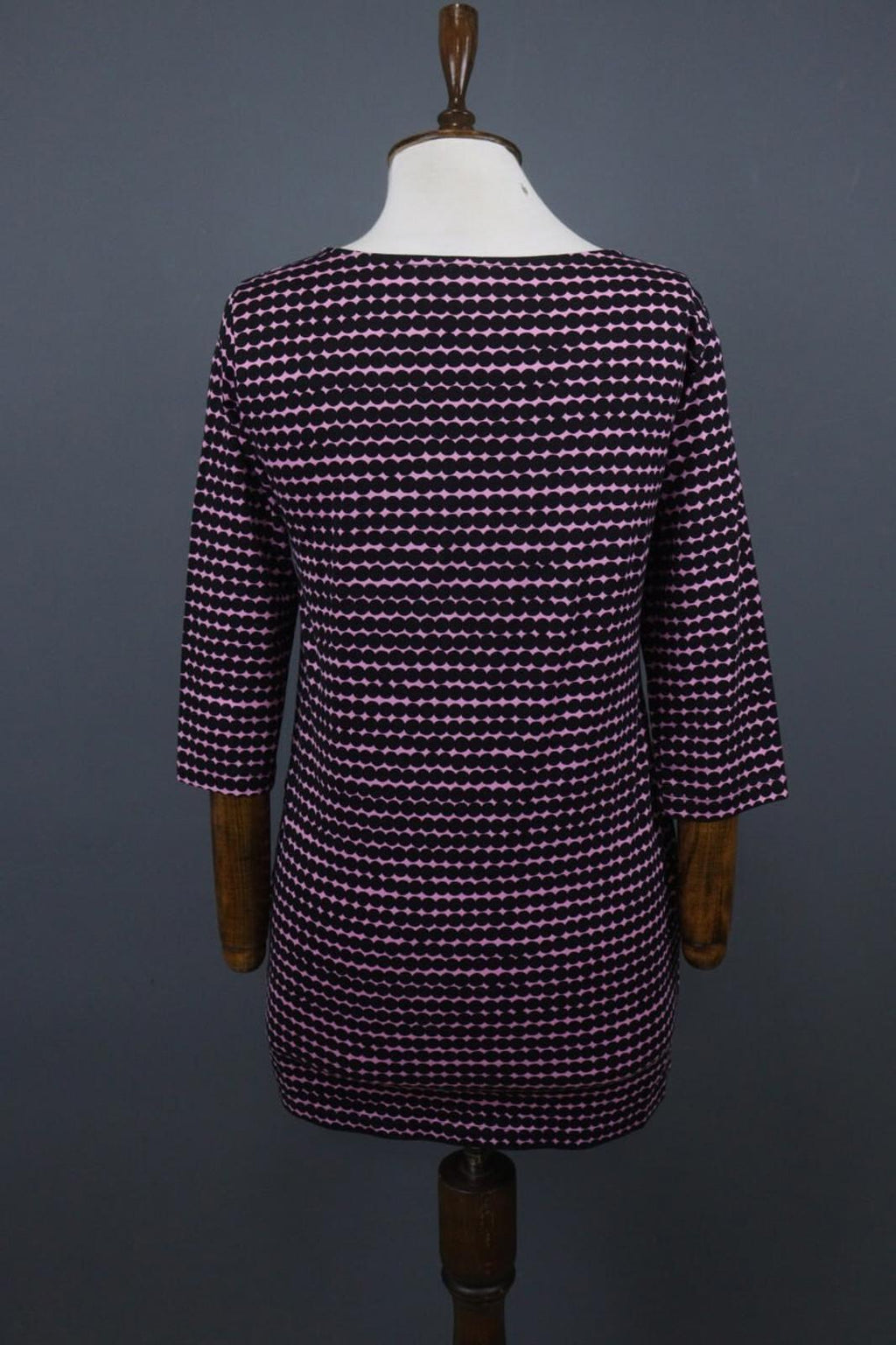 MARIMEKKO ADD PERETTA PIKKU RASYMATTO Purple Polka Dot Cotton Shift Dress Sz XS