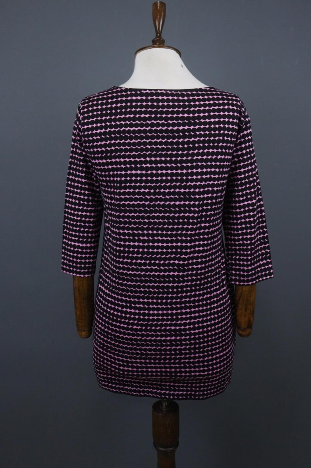 MARIMEKKO ADD PERETTA PIKKU RASYMATTO Purple Polka Dot Cotton Shift Dress Sz XS