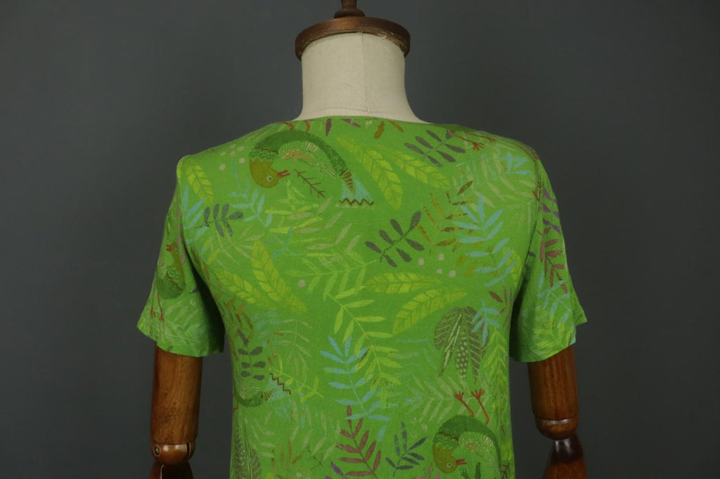 GUDRUN SJODEN Green Geometric Long Sleeve Round Neck Pullover Blouse Top – Size S