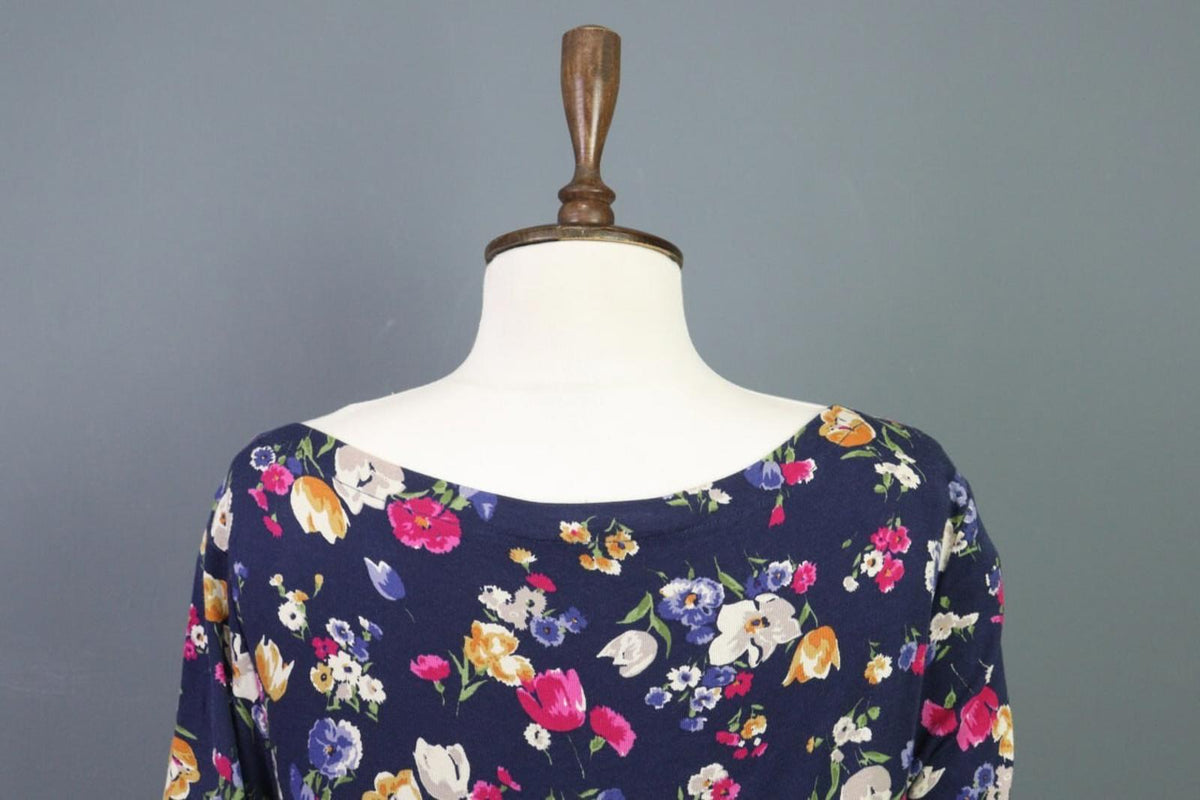 RALPH LAUREN BLACK LABEL Blue Floral 3/4 Sleeve Stretch Blouse Top – Size S